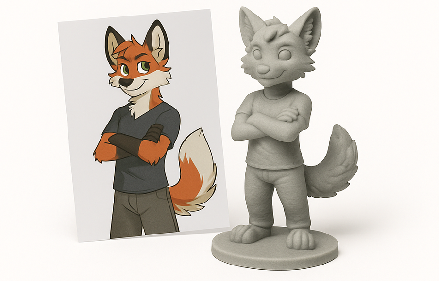 Character art to 3D model transformation example